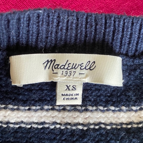 MADEWELL Navy Striped Crewneck Knit Sweater - Picture 4 of 6